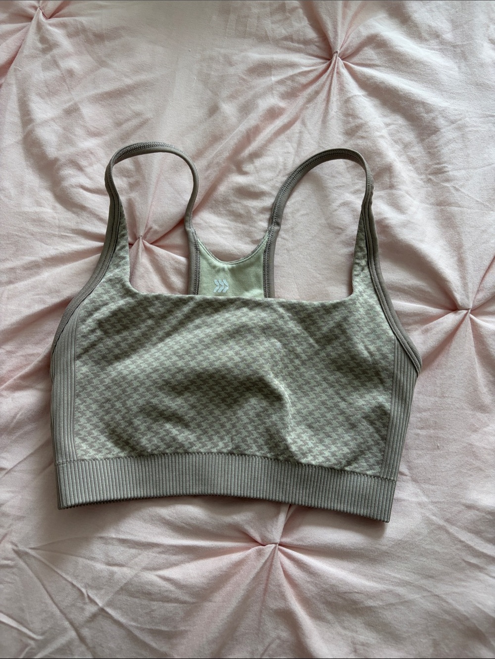 all in motion Houndstooth Seamless Sports Bralette in Light Taupe